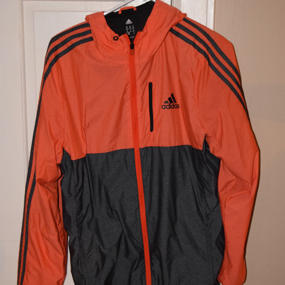 Adidas Men's Orange and Grey Windbreaker